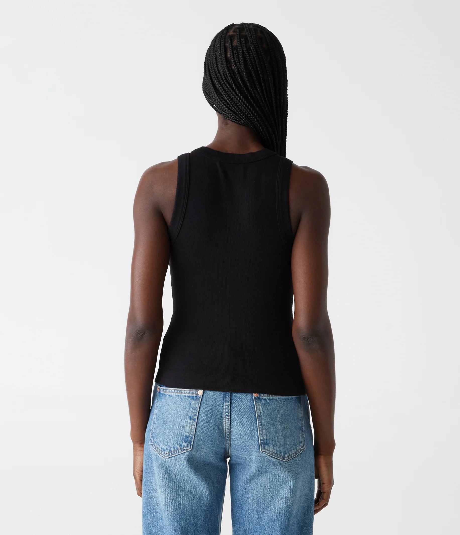 Gina Ribbed Crop Tank - Black by Michael Stars — view 3