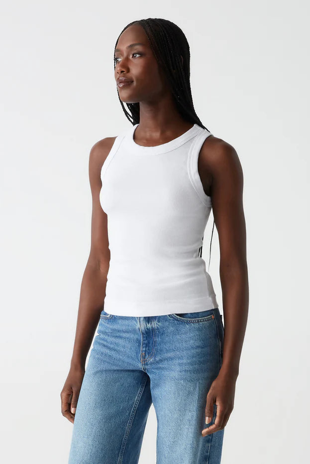 Gina Ribbed Crop Tank - White by Michael Stars — alternate view