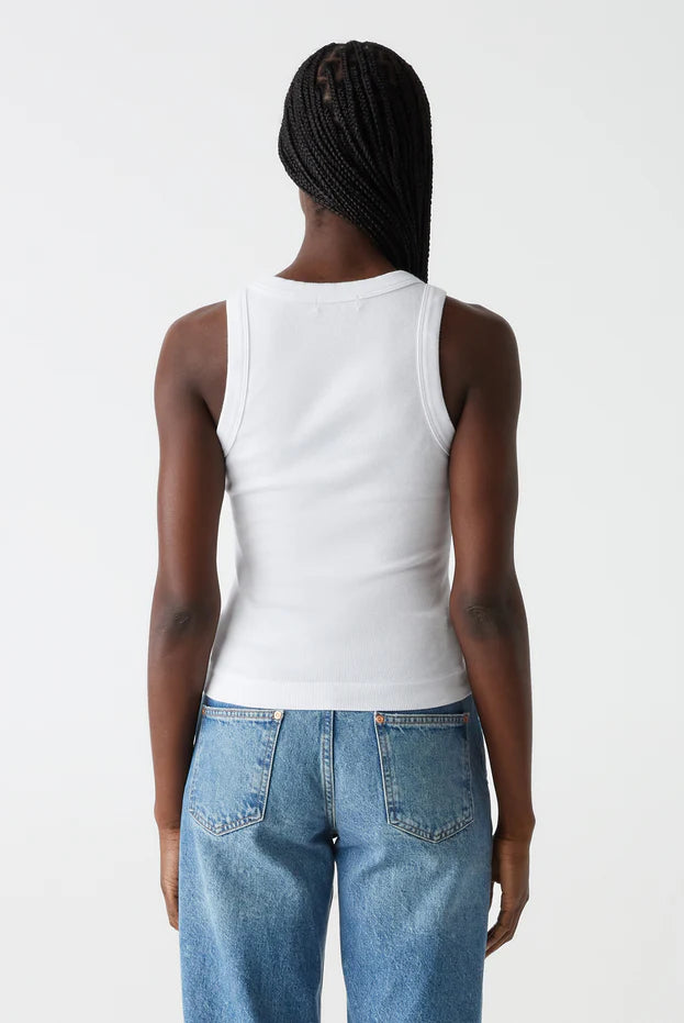 Gina Ribbed Crop Tank - White by Michael Stars — view 3