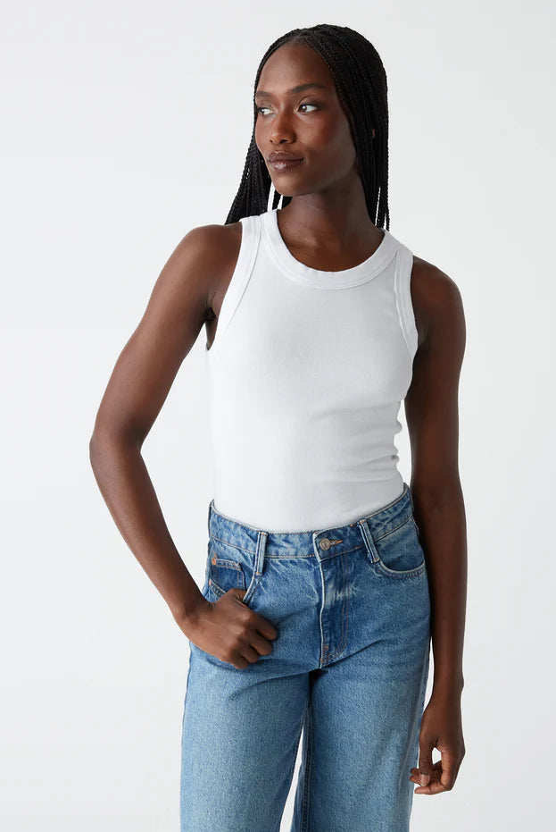 Gina Ribbed Crop Tank - White by Michael Stars | 25 South Boutiques