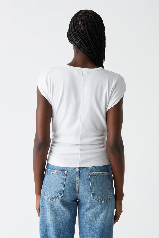 Joni Power Shoulder Tee - White by Michael Stars — view 3