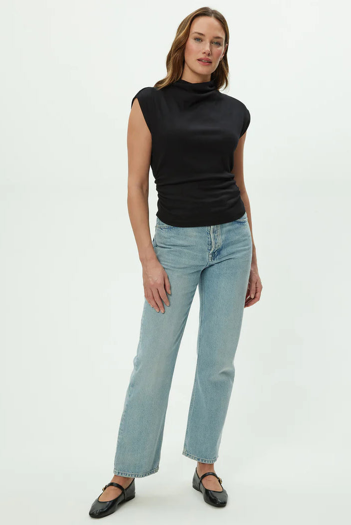 Amara Power Shoulder Tee - Black by Michael Stars — alternate view