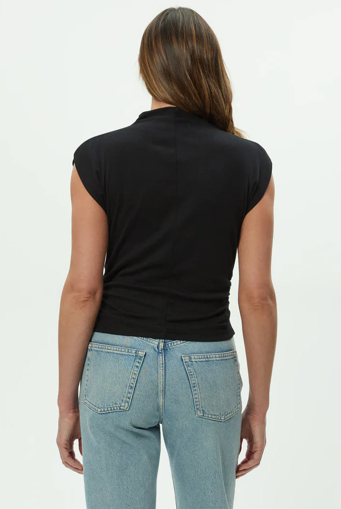 Amara Power Shoulder Tee - Black by Michael Stars — view 4