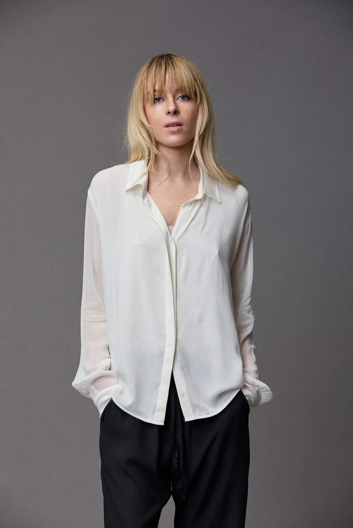 Silk Georgette PinTuck Shirt - Natural by Kristensen | 25 South Boutiques