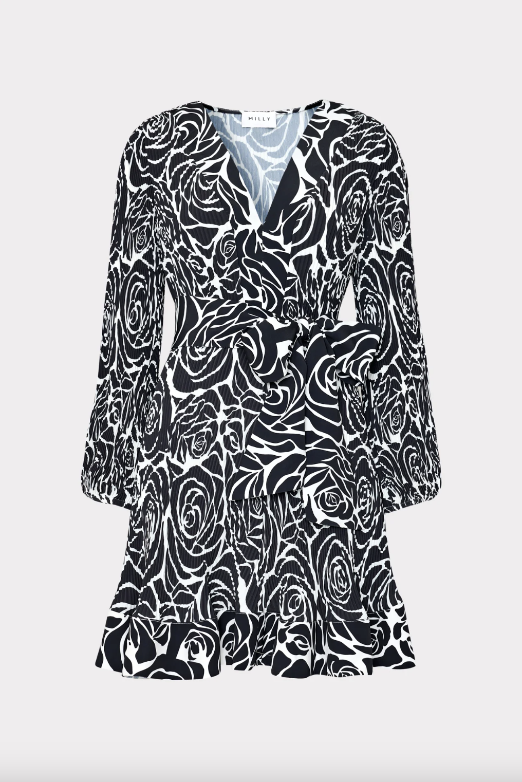 Liv Pleated Dress - Black Rose by Milly — view 3