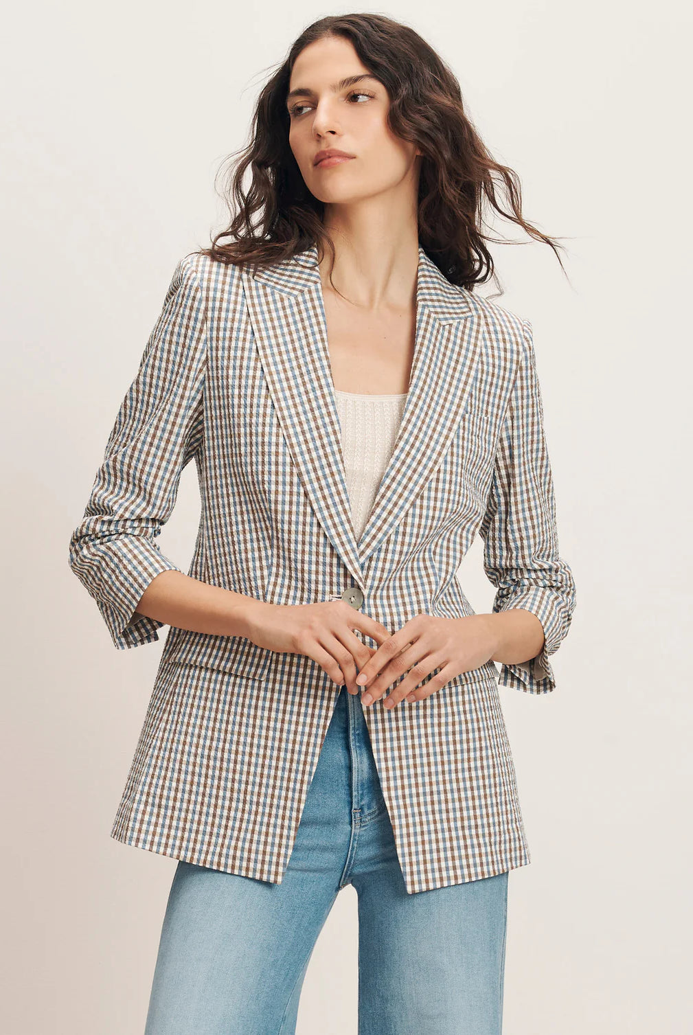 Clayton Gingham Dickey Jacket - Acorn Multi by Veronica Beard | 25 South Boutiques