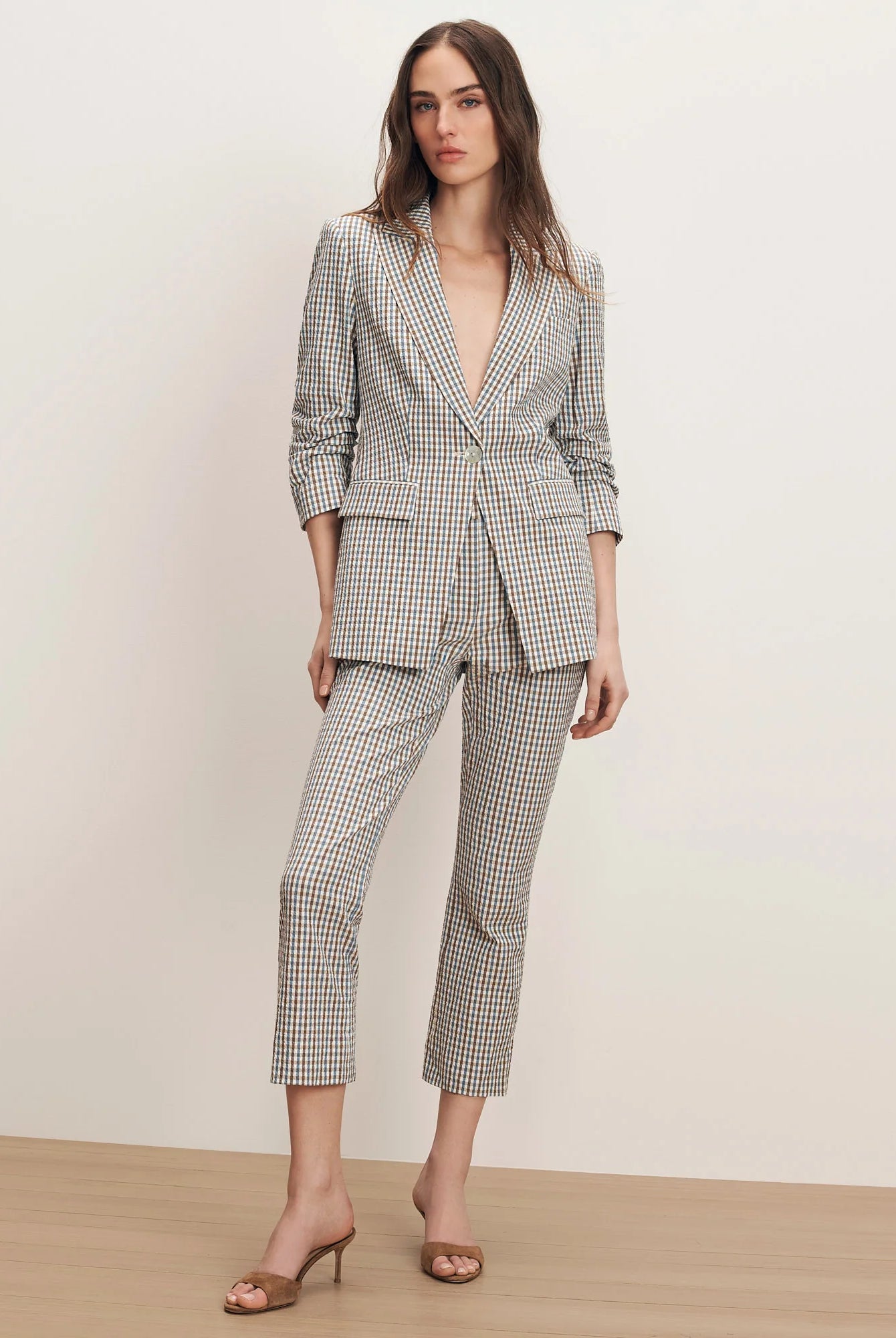 Clayton Gingham Dickey Jacket - Acorn Multi by Veronica Beard — view 4