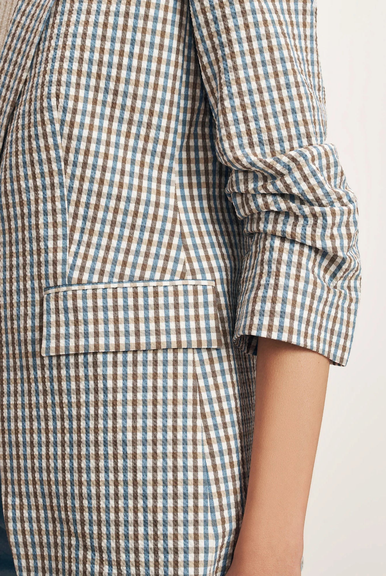 Clayton Gingham Dickey Jacket - Acorn Multi by Veronica Beard — view 5