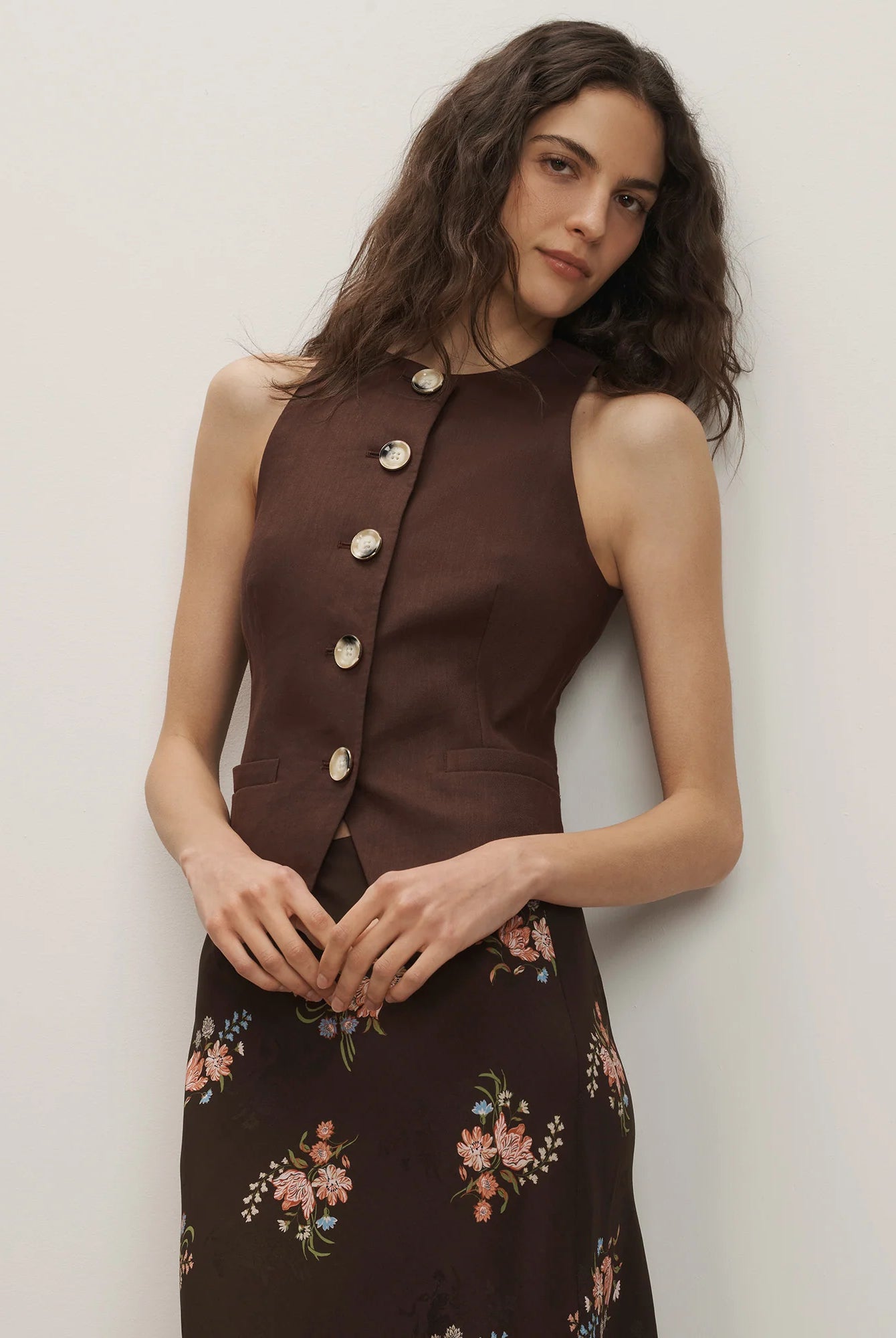 Hartwell Tailored Vest - Dark Mocha by Veronica Beard | 25 South Boutiques