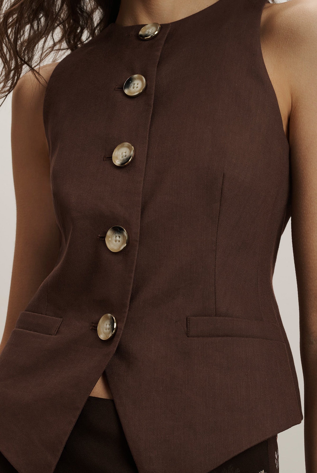 Hartwell Tailored Vest - Dark Mocha by Veronica Beard — view 5