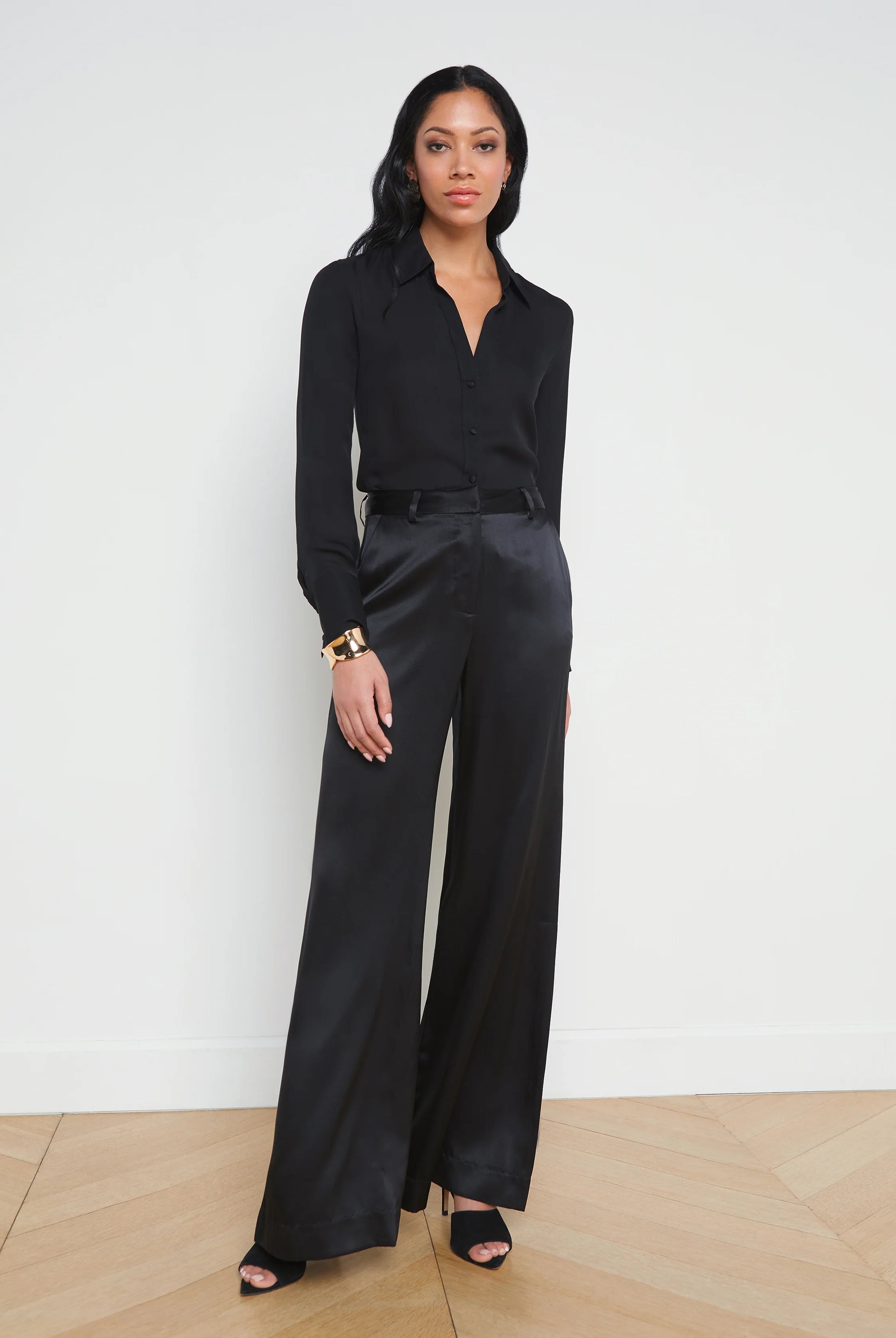Pilar Silk Wide Leg Pant - Black by L'agence | 25 South Boutiques
