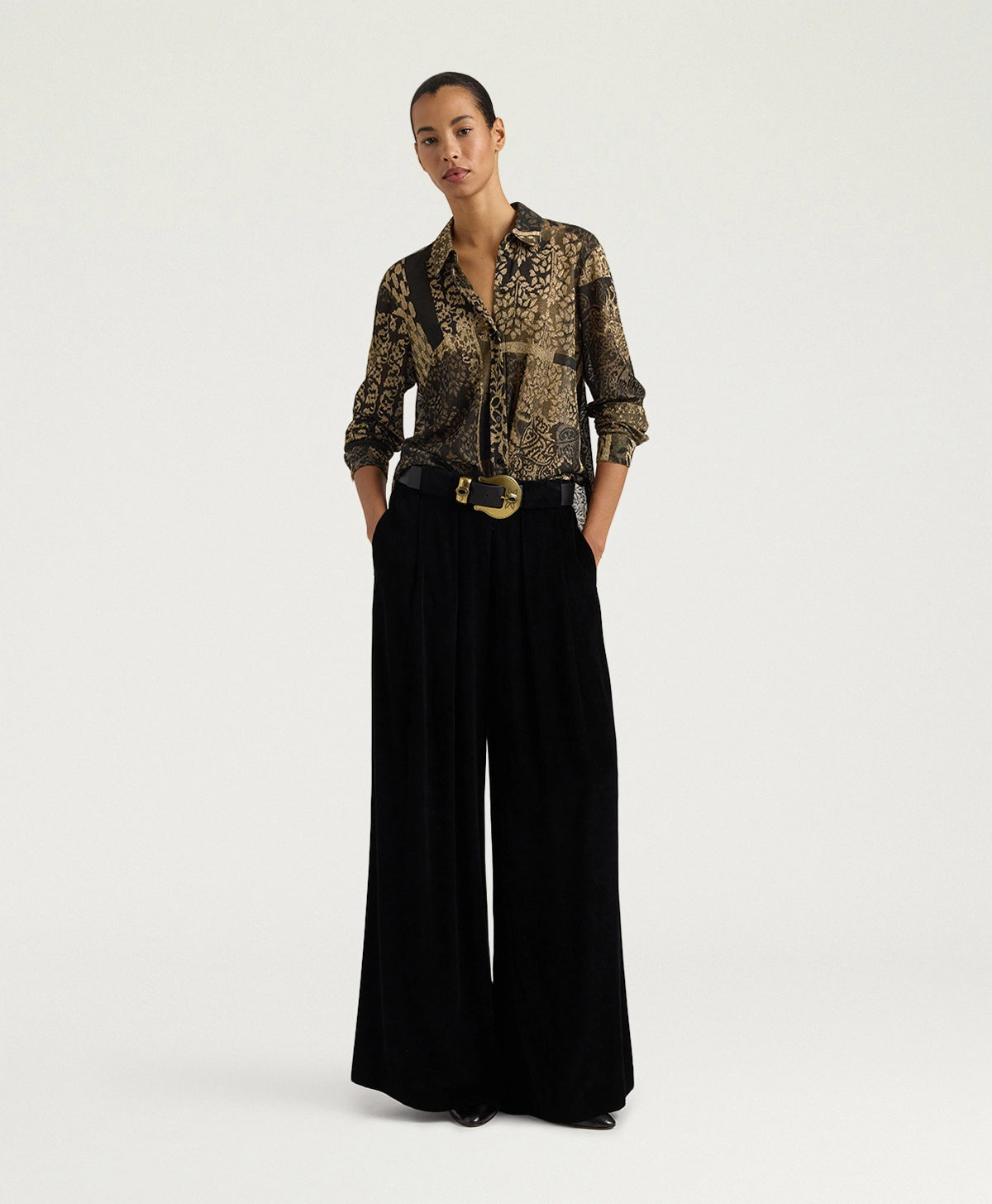 Momonì Arles Jacquard Lurex Jersey Shirt - Black Peach, view 6