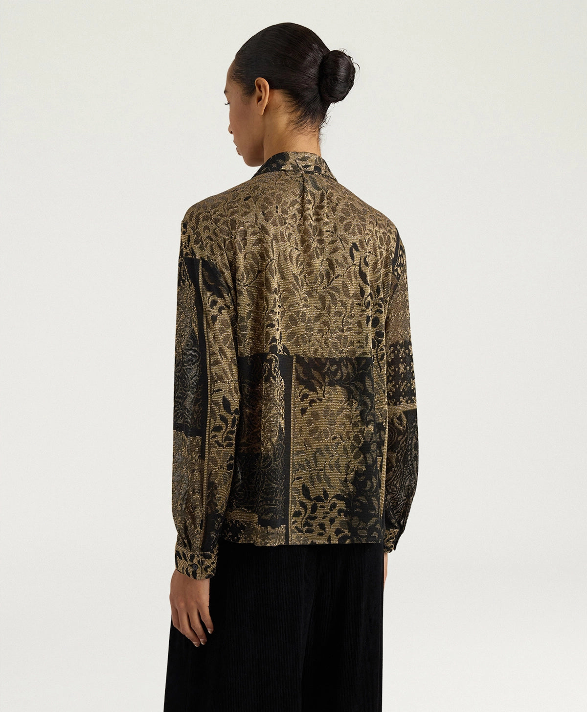 Momonì Arles Jacquard Lurex Jersey Shirt - Black Peach, view 5