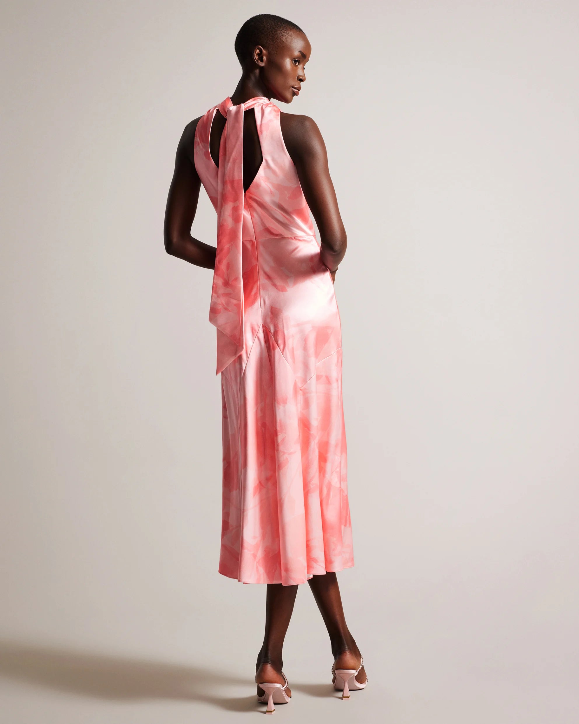 Foreste Cowl Neck Bias Cut Midi Dress - Coral by Ted Baker — alternate view