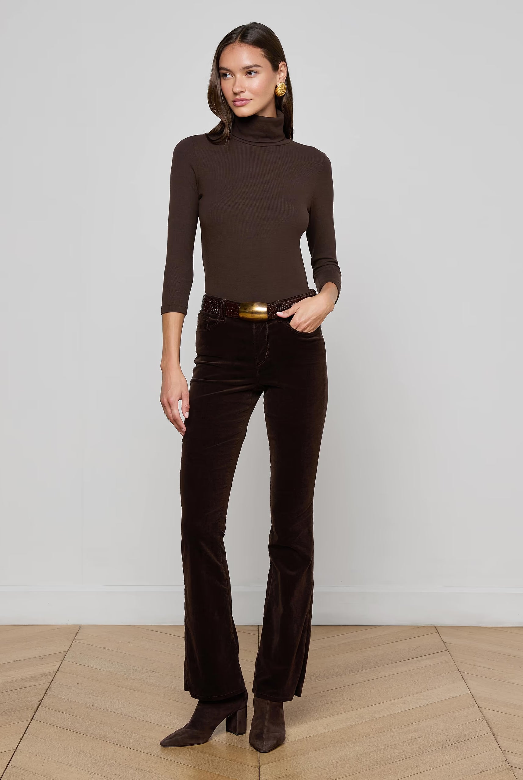Stevie Velvet Jean - Coffee Bean by L'agence | 25 South Boutiques
