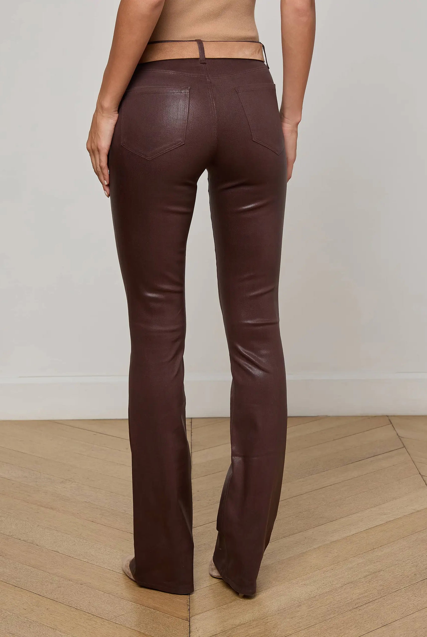 Selma Coated Bootcut Jean - Chocolate Coated by L'agence — view 4