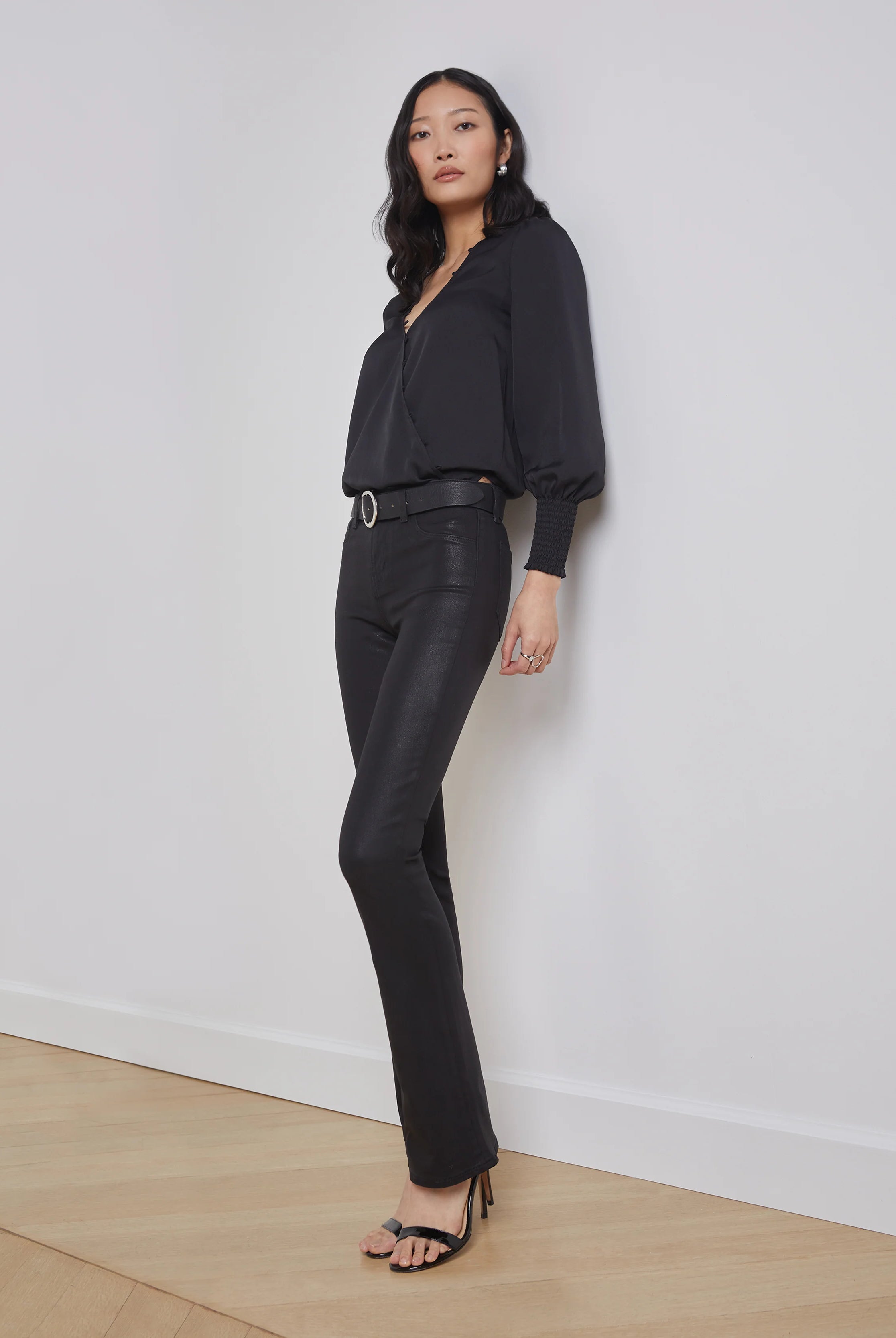Selma Coated Bootcut Jean - Noir Coated by L'agence | 25 South Boutiques