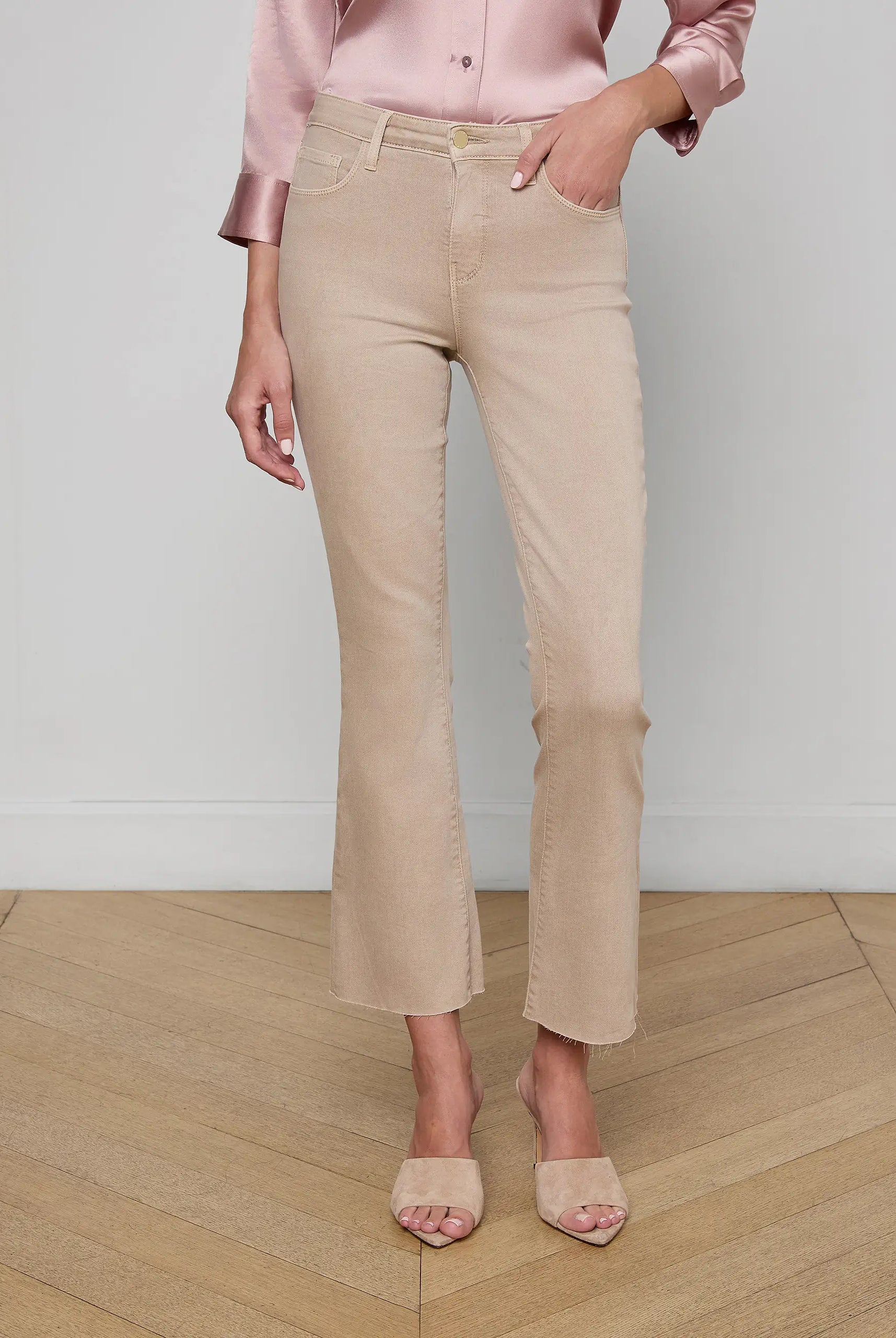 Kendra Cropped Flare Jean - Biscuit by L'agence — alternate view
