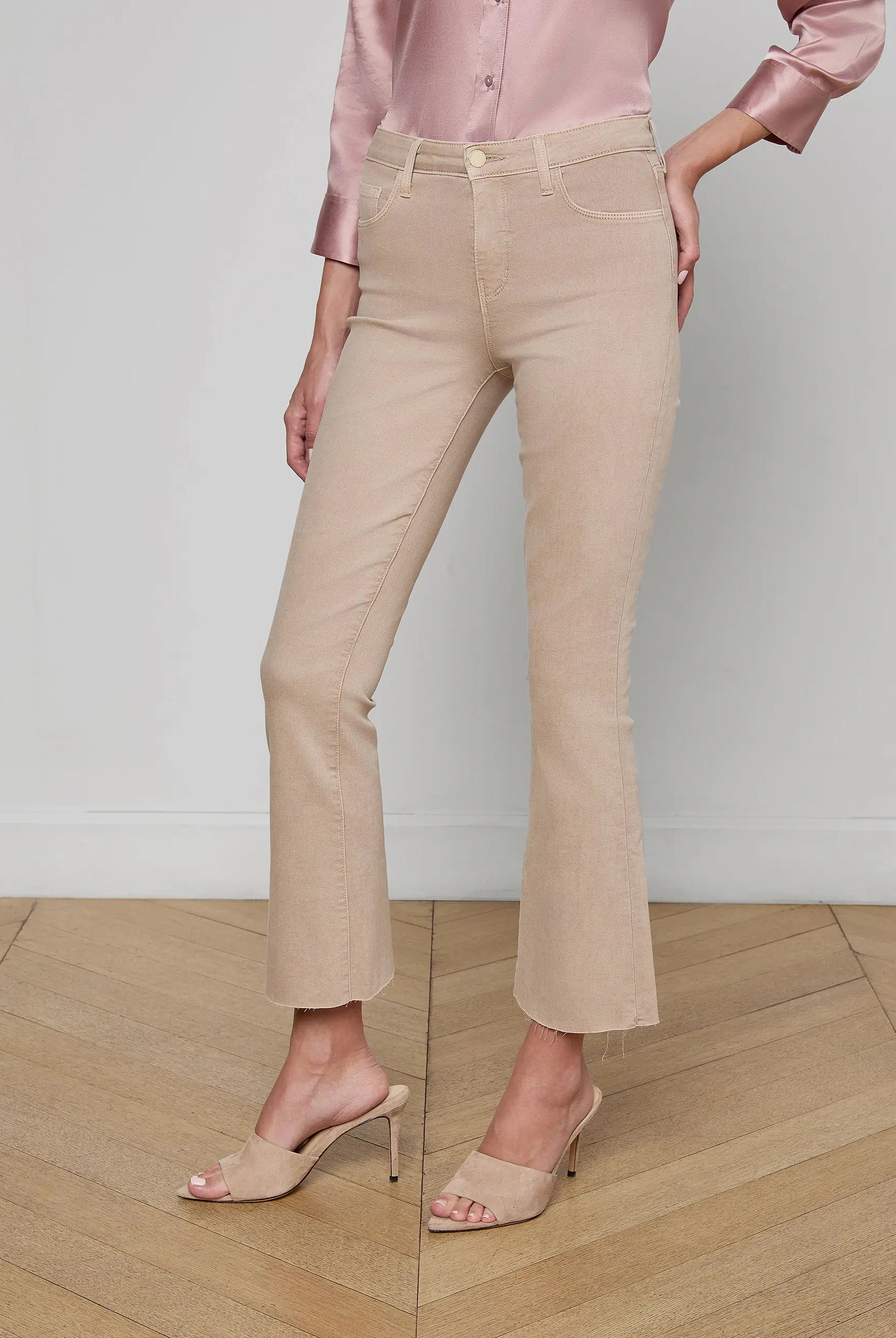 Kendra Cropped Flare Jean - Biscuit by L'agence — view 3