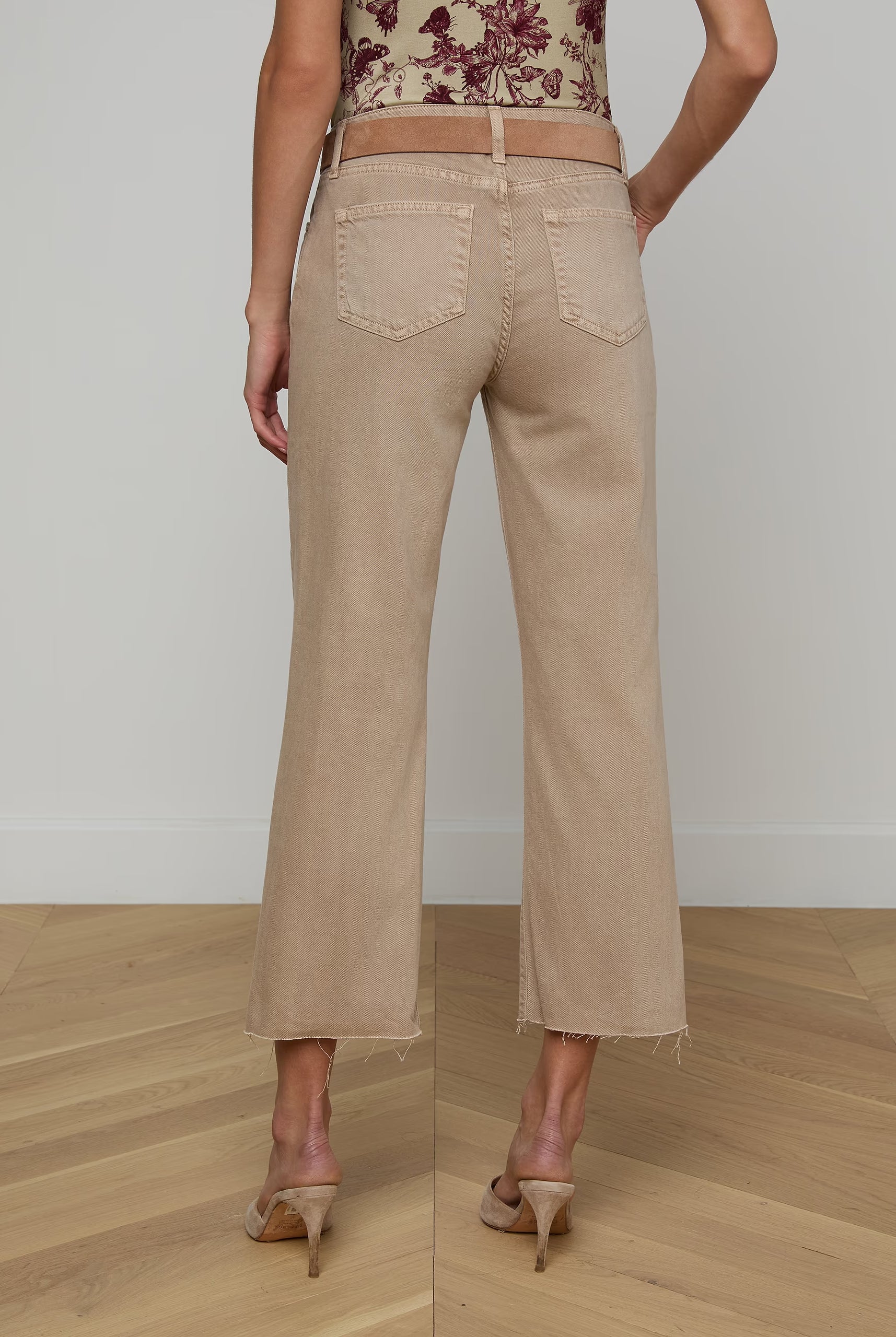 Wanda Cropped Wide Leg Jean - Biscuit by L'agence — view 4