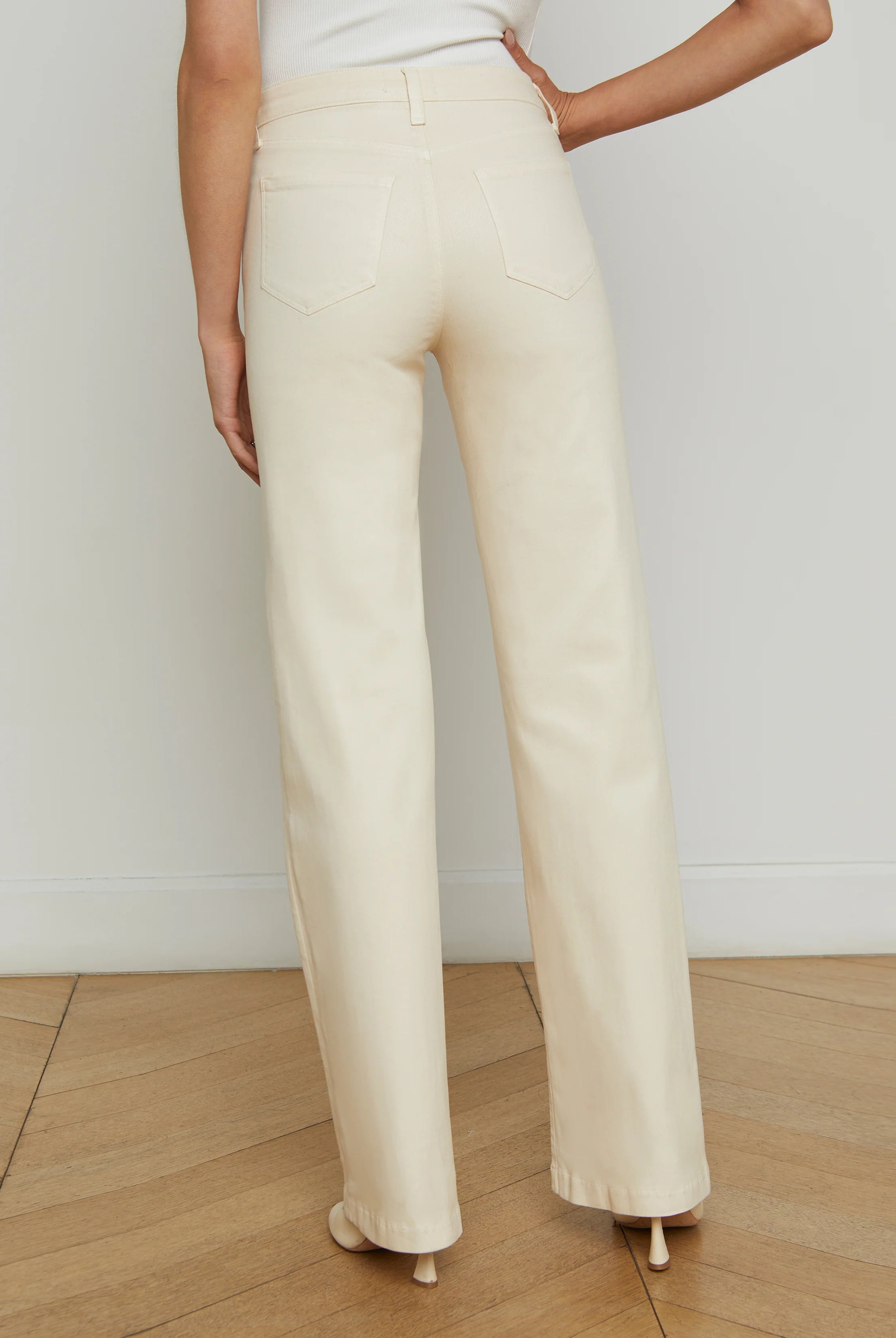 Clayton Coated Wide Leg Jean - French Vanilla by L'agence — view 4