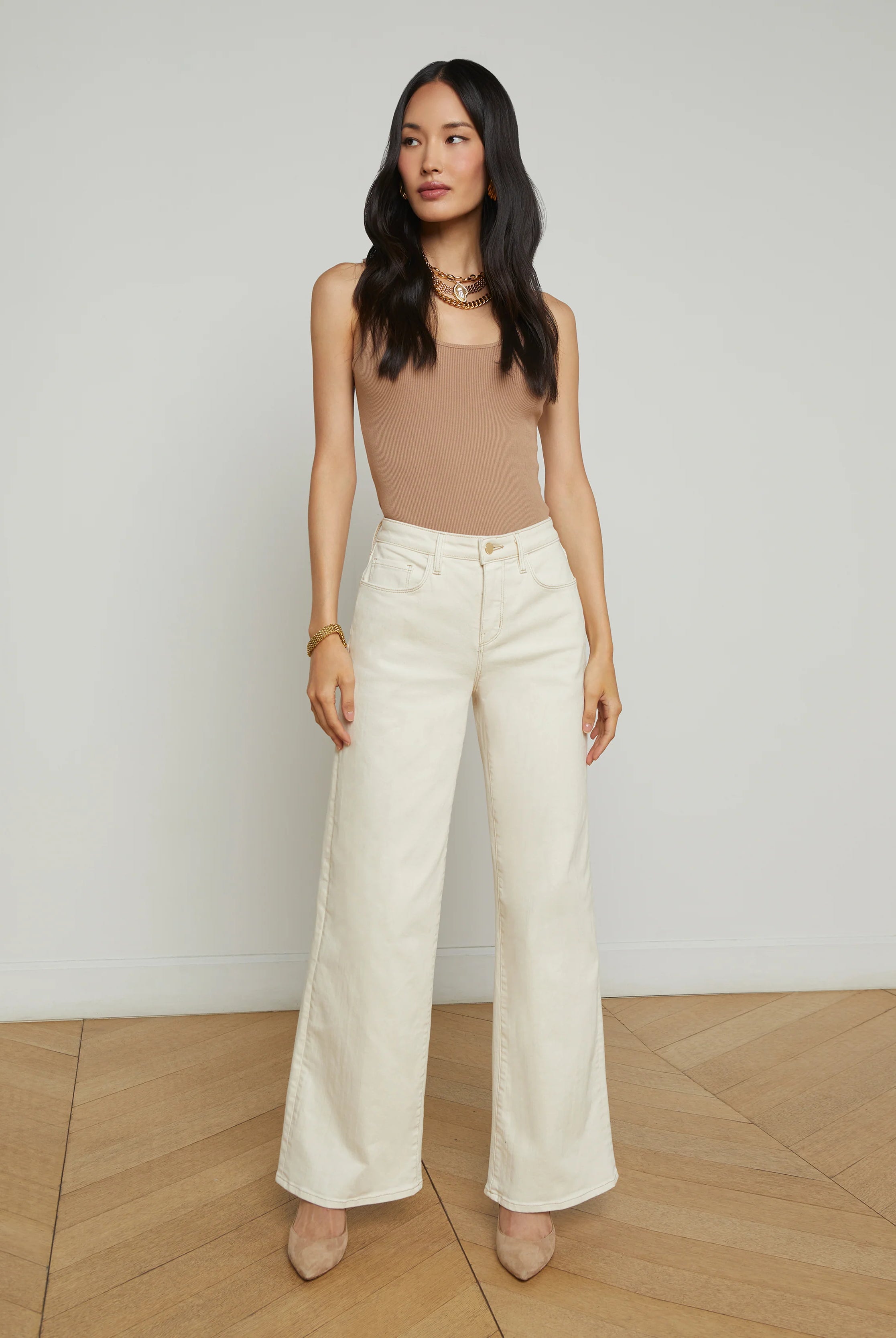 Alicent Wide Leg Jean - Macadamia by L'agence | 25 South Boutiques
