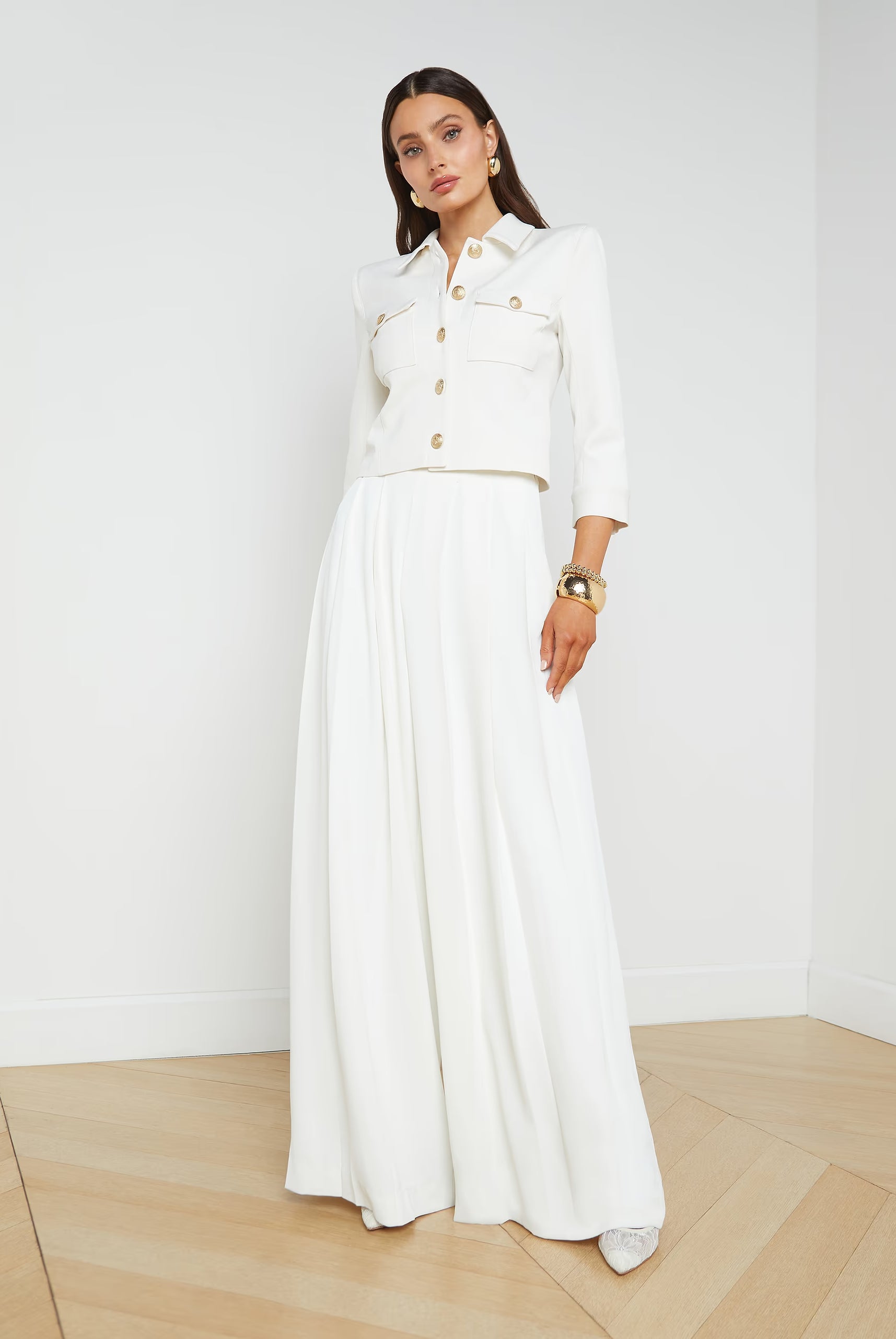 Nova Pleated Wide-Leg Pant - Ivory by L'agence | 25 South Boutiques