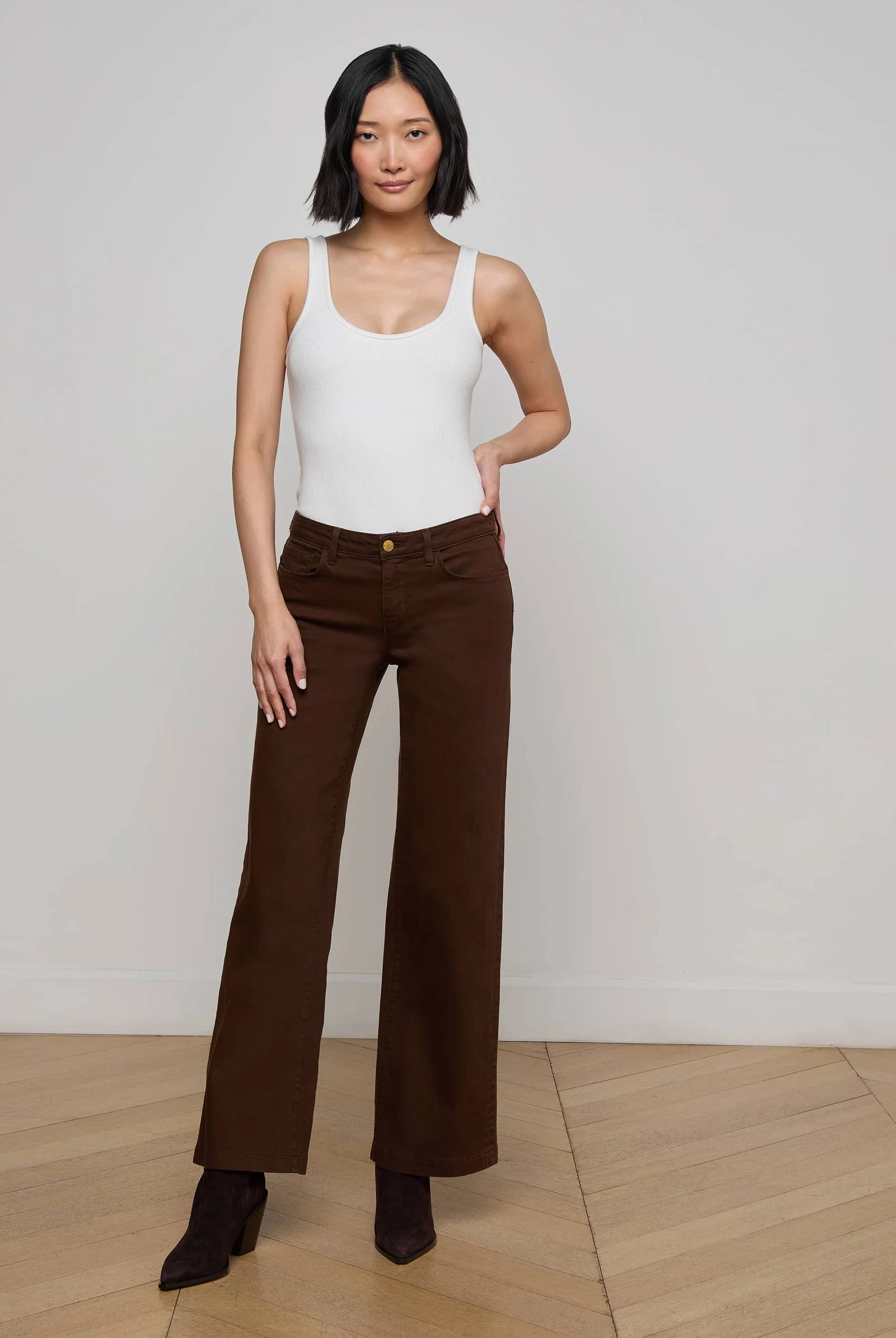 Joanne Low-Rise Wide-Leg Jean - Brown by L'agence | 25 South Boutiques