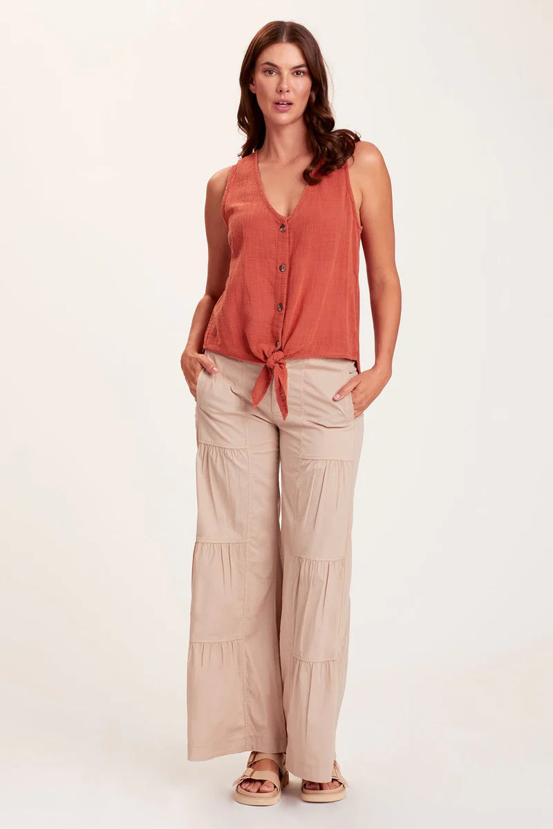 Terraced Wide Leg Pant - Sand by XCVI — view 4