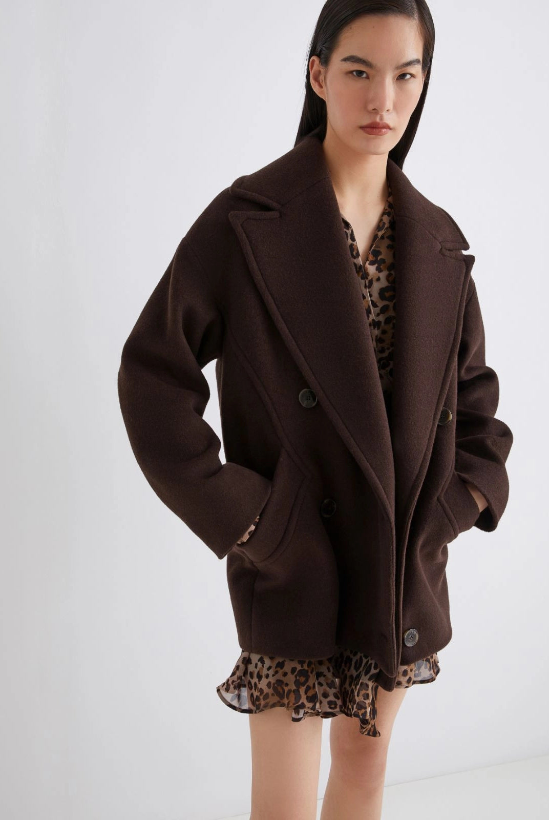 Oggeri Wool Blend Heavy Jacket - Pepper by Marella | 25 South Boutiques