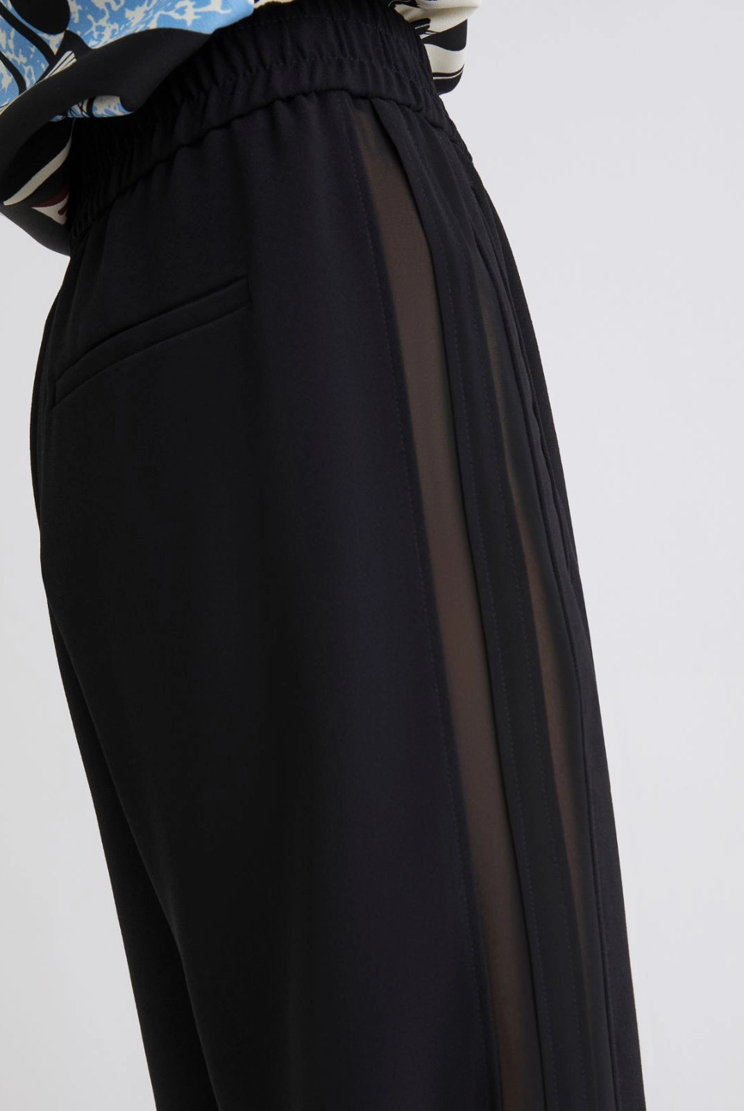 Stilla Sheer Stripe Satin Trousers - Black by Marella — alternate view