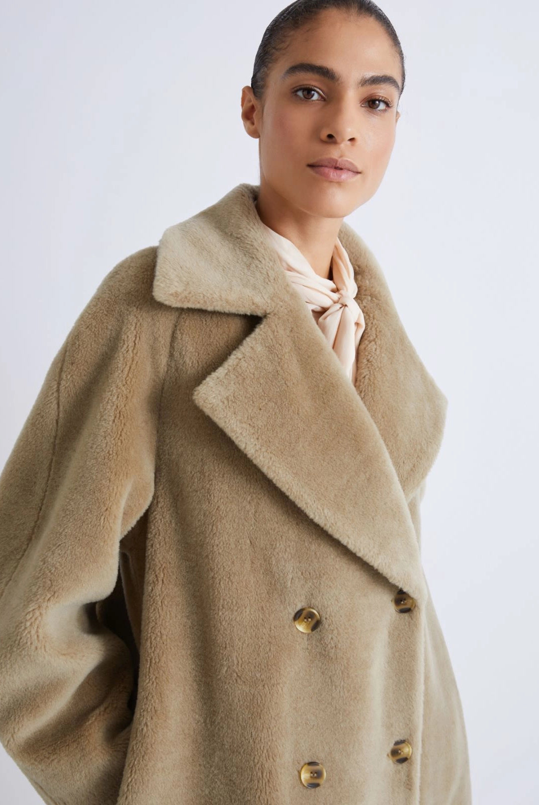 Rosalia Double Breasted Coat - Tan Olive by Marella — alternate view