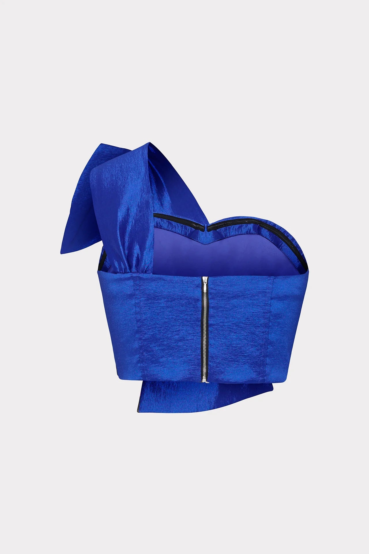 Laney Bow Taffeta Crop Top - Blue by Milly — view 5
