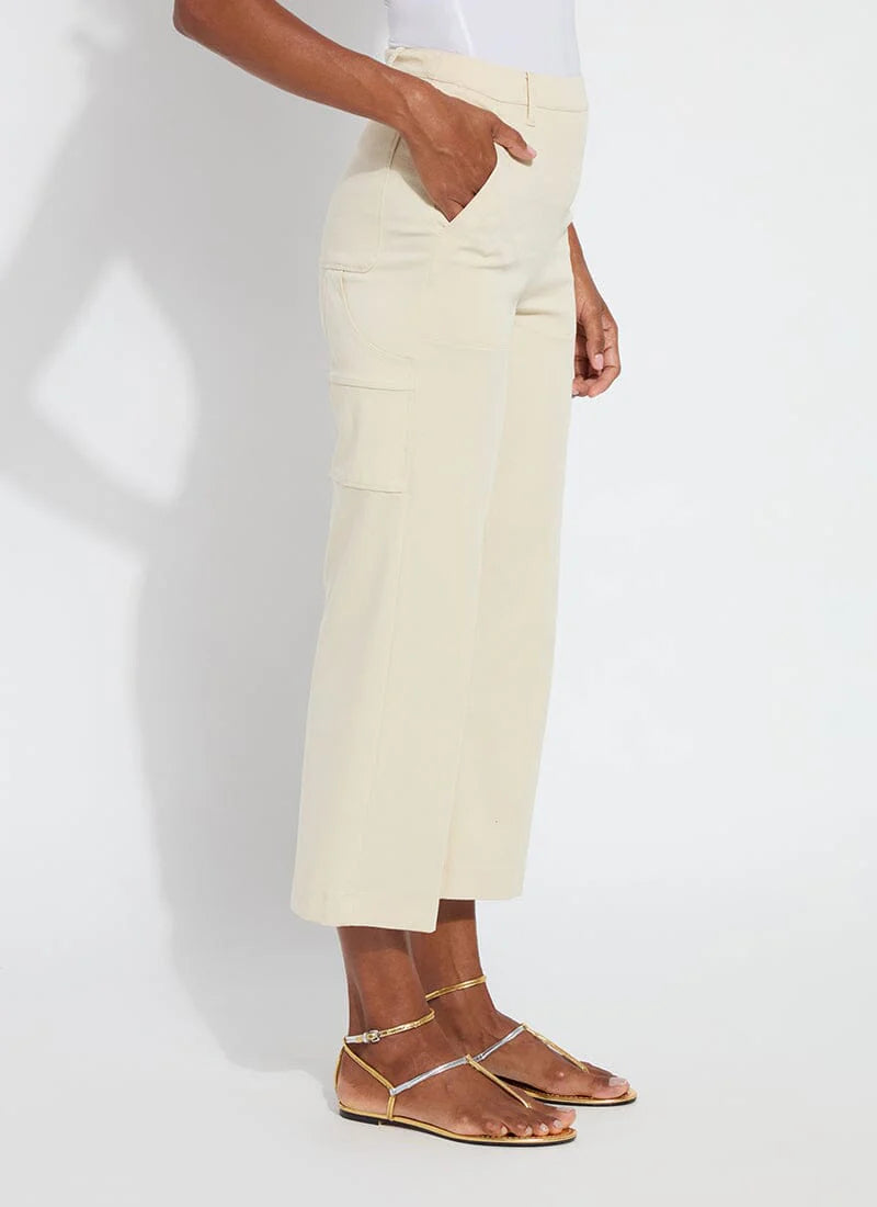 Pamela Utilitarian Wide Leg Crop - Ecru by Lysse — alternate view