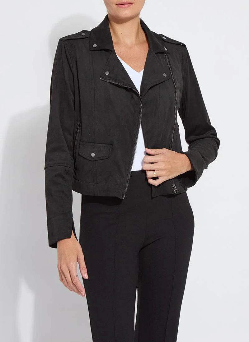 Amelia Moto Vegan Suede Jacket - Black by Lysse | 25 South Boutiques