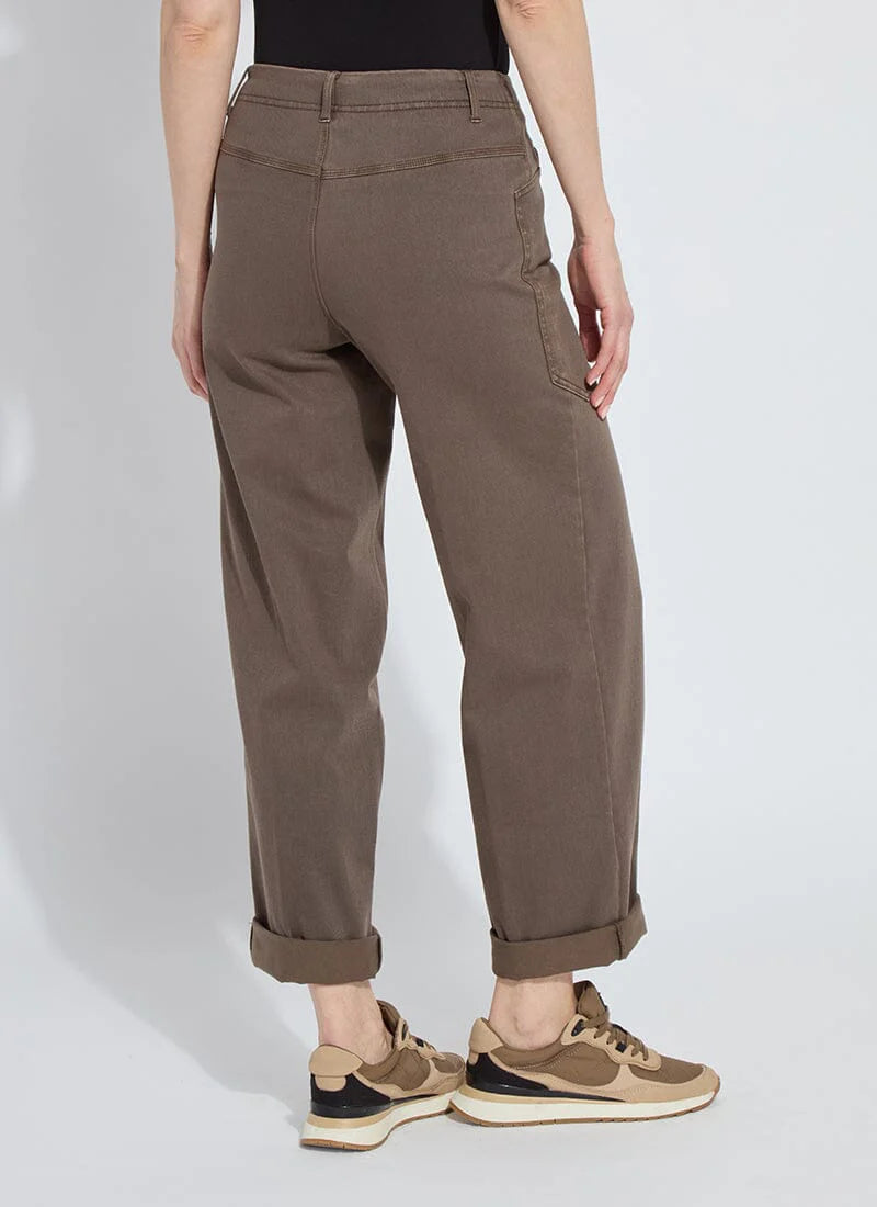 Penelope Curved Cuffed Denim - Antique Wash Subtle Green by Lysse — view 4