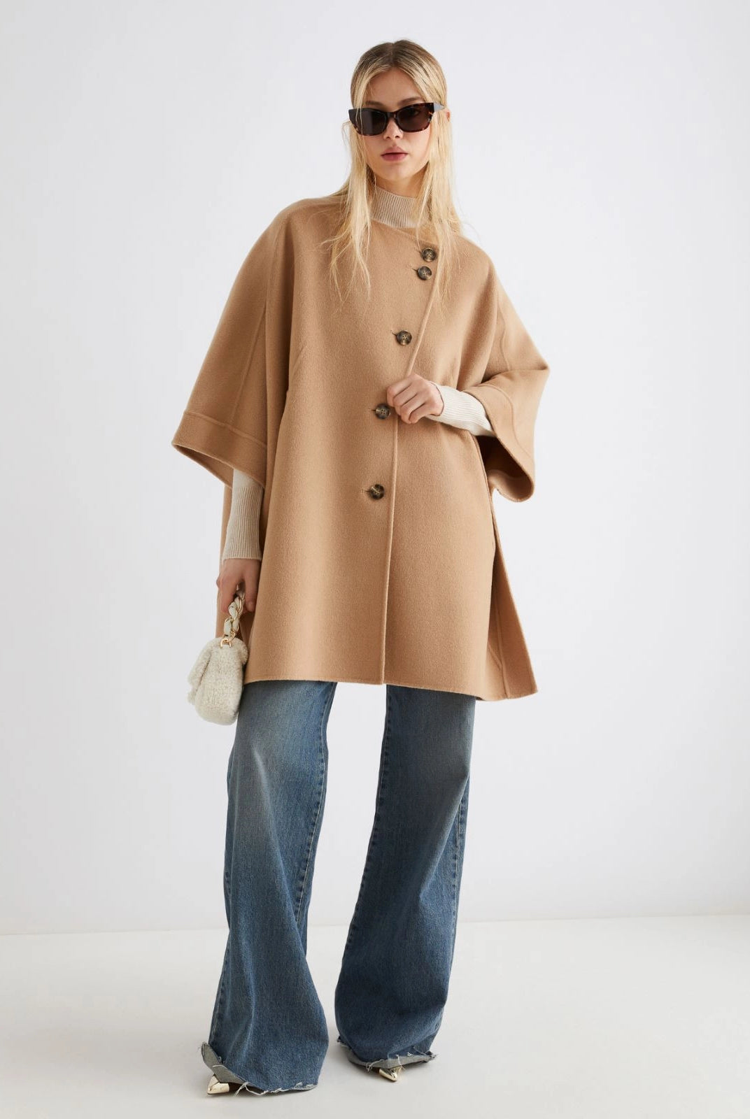 Cantore Wool Blend Cape - Camel by Marella — view 5