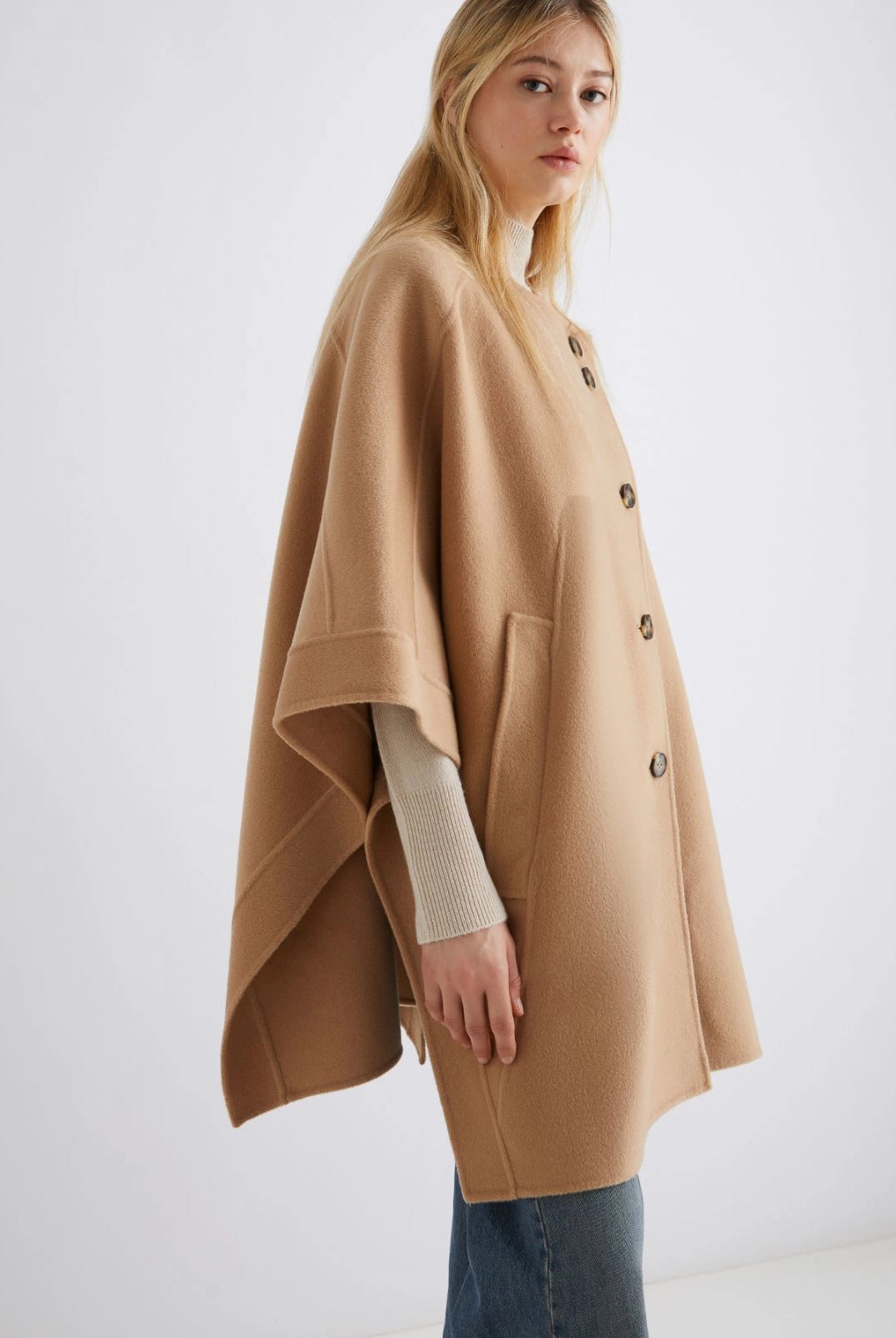Cantore Wool Blend Cape - Camel by Marella — alternate view