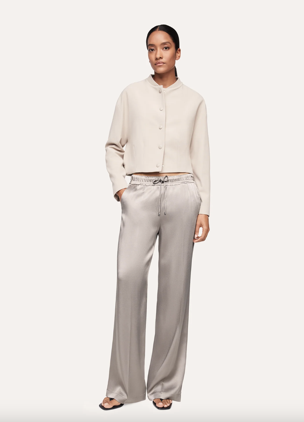Avril Wide Leg Trousers - Silver Marble by Cambio — alternate view