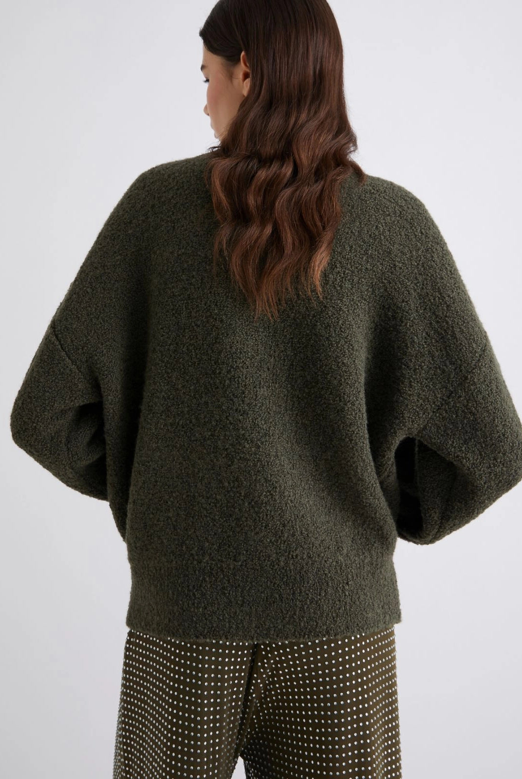 Oronte Bouclé Bomber Jacket - Khaki by Marella — view 3