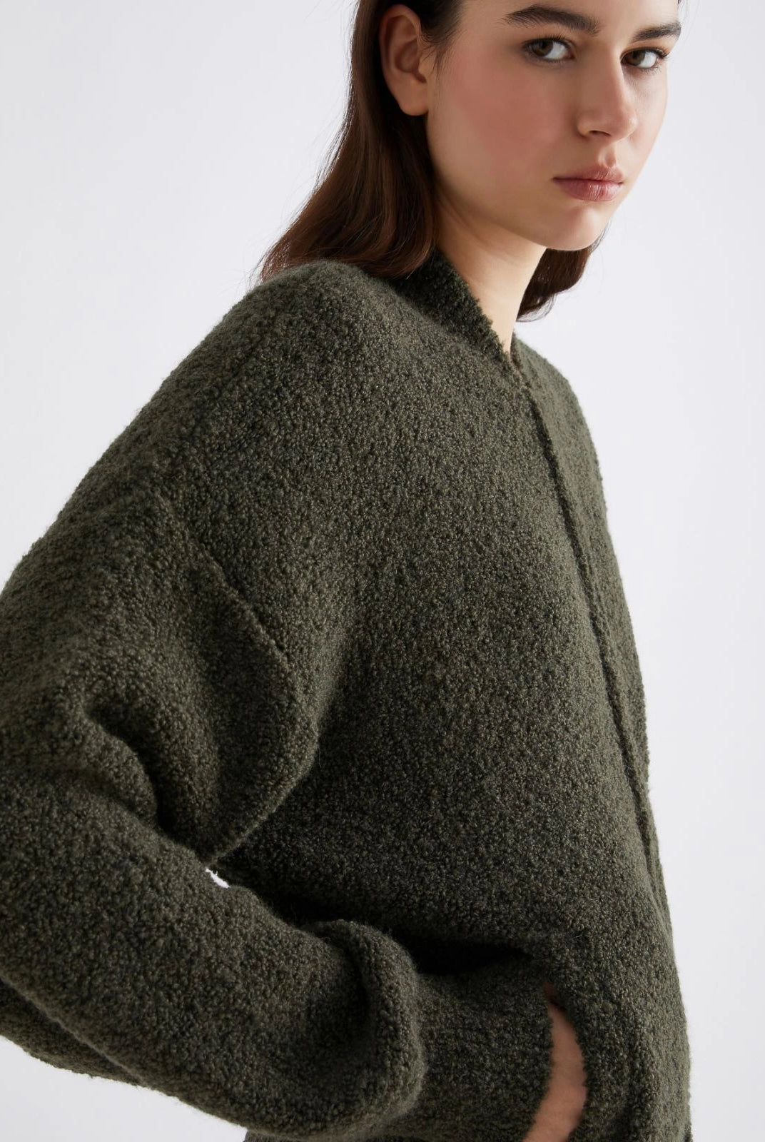 Oronte Bouclé Bomber Jacket - Khaki by Marella — alternate view