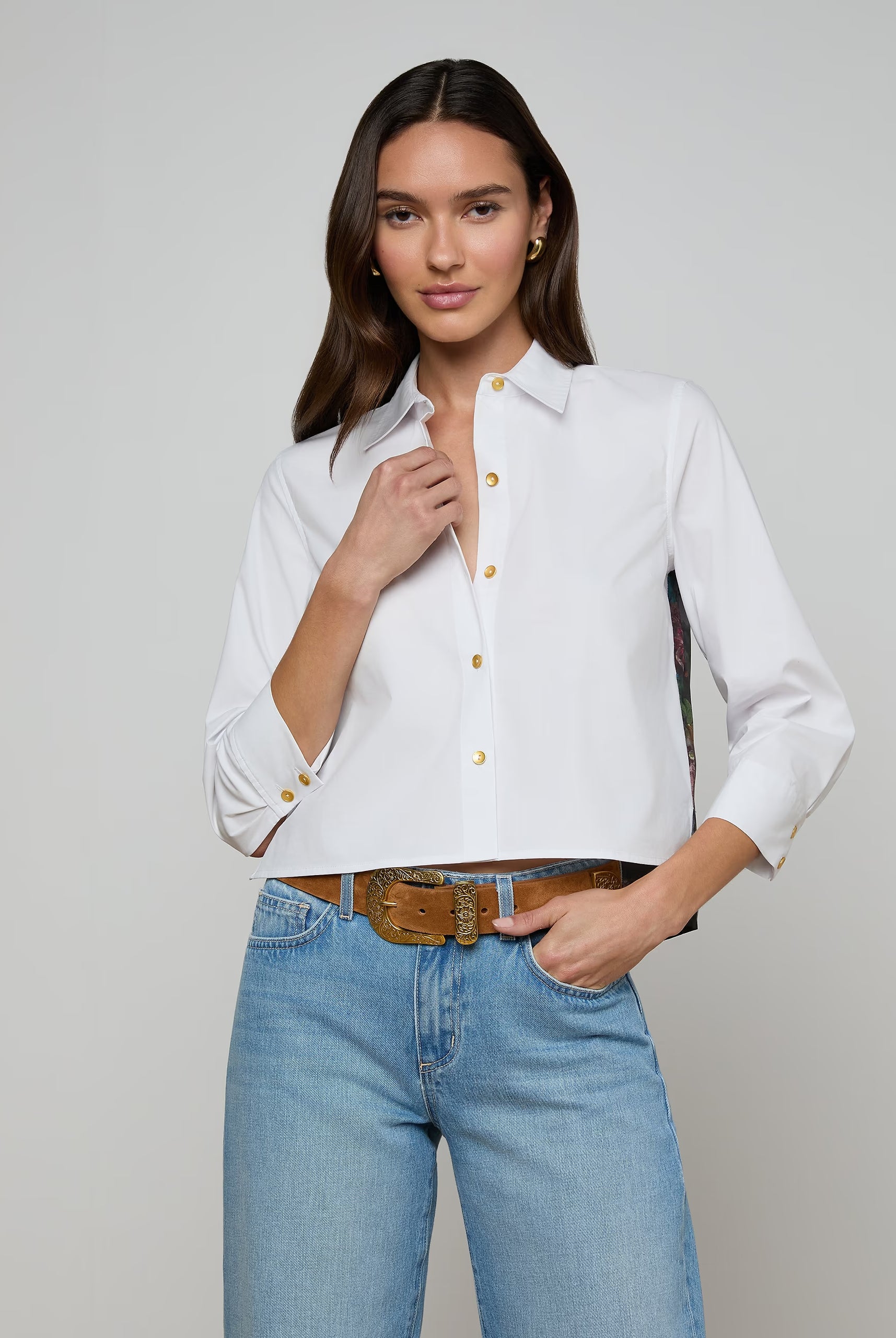 Fawn Floral Print Shirt - Rococo Floral by L'agence — view 3