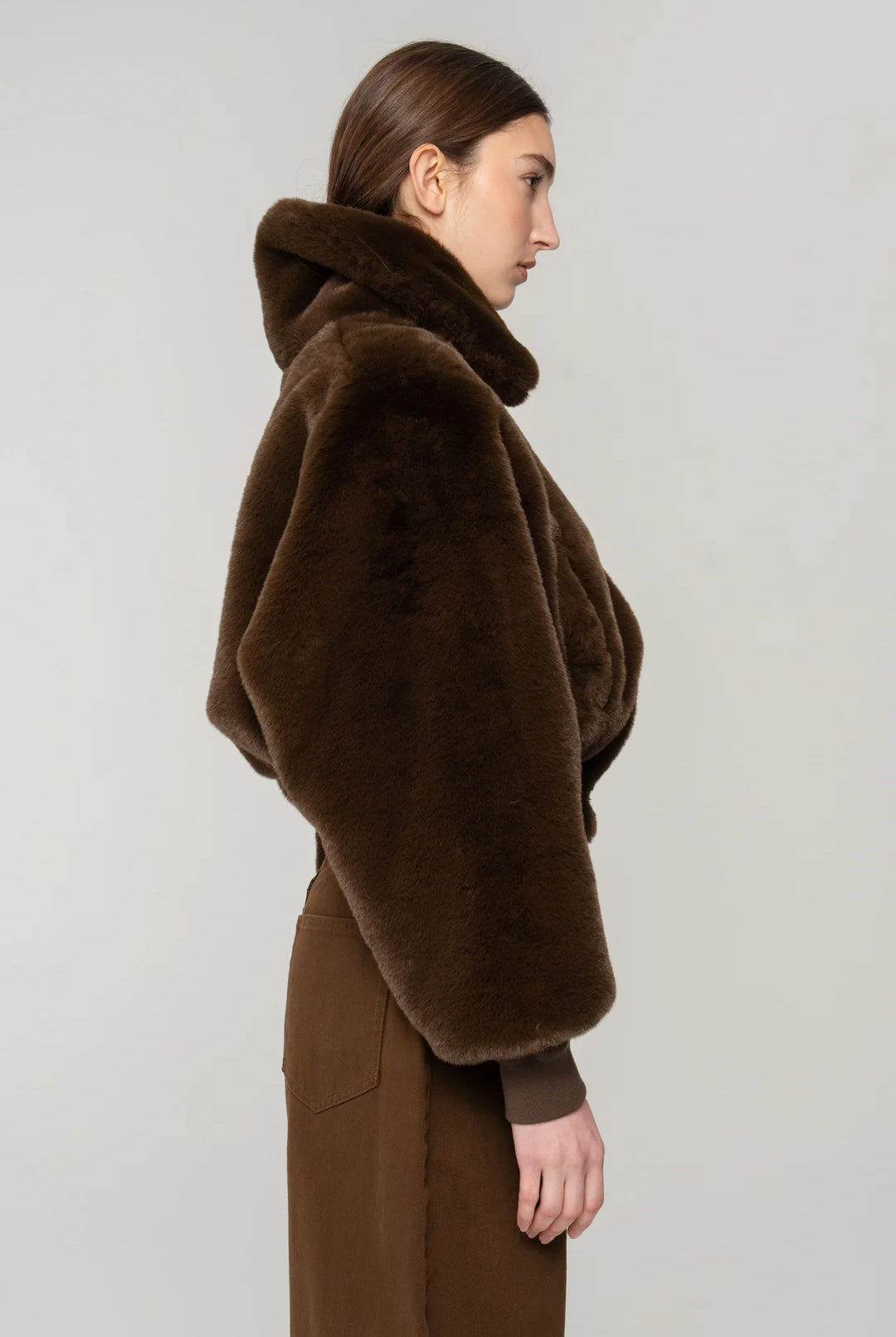Clemence Faux Fur Jacket - Brown by Ronny Kobo — alternate view