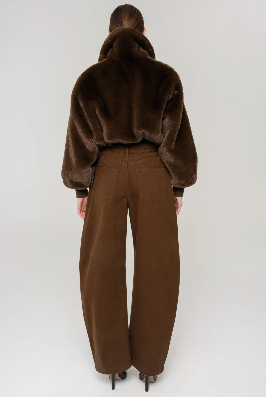 Clemence Faux Fur Jacket - Brown by Ronny Kobo — view 3
