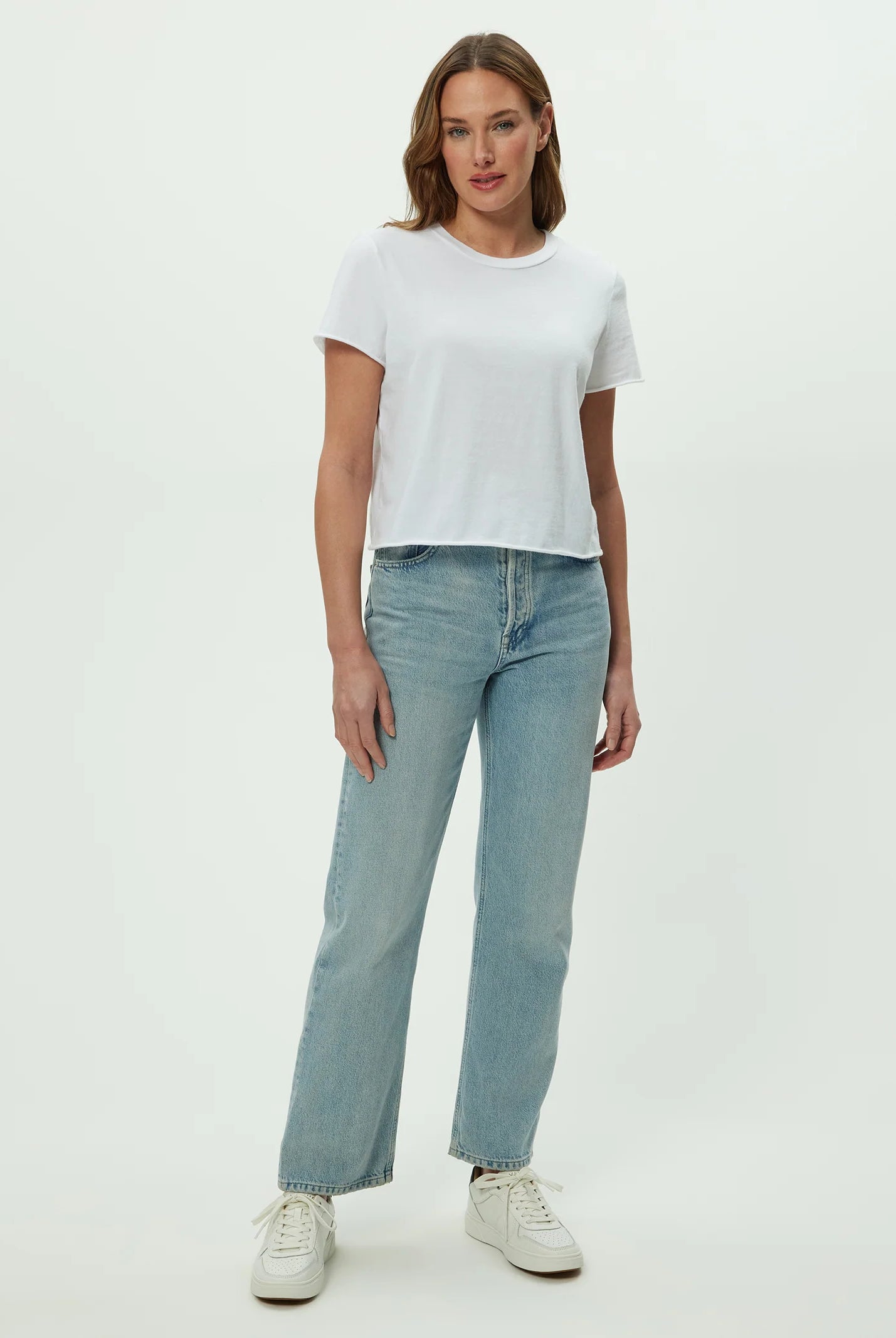 Jackie Crewneck Tee - White by Michael Stars — alternate view
