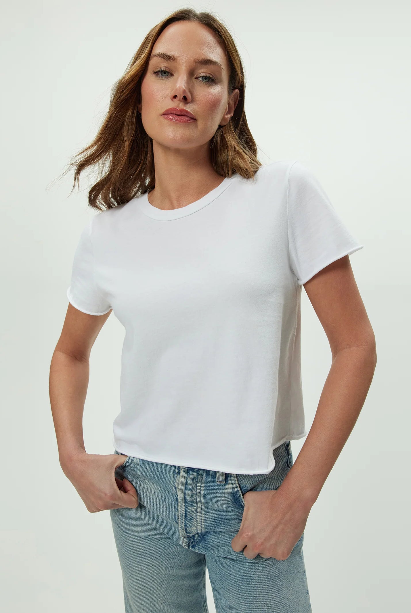 Jackie Crewneck Tee - White by Michael Stars — view 4