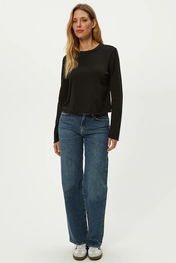 Aiko Crewneck Long Sleeve Tee - Black by Michael Stars — alternate view