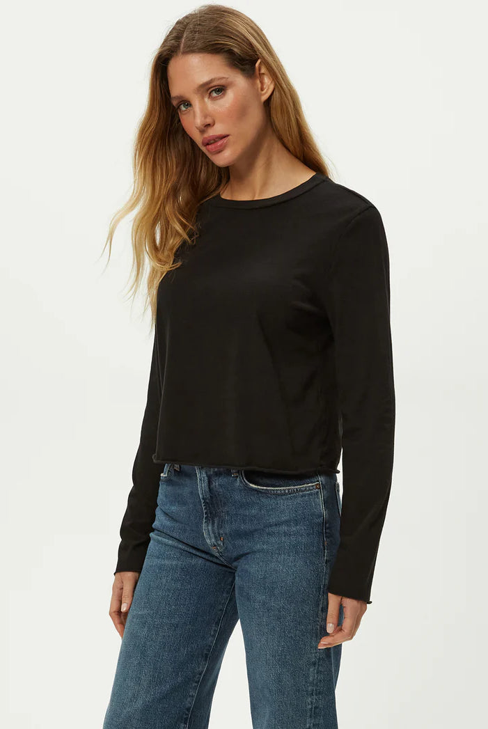 Aiko Crewneck Long Sleeve Tee - Black by Michael Stars — view 3