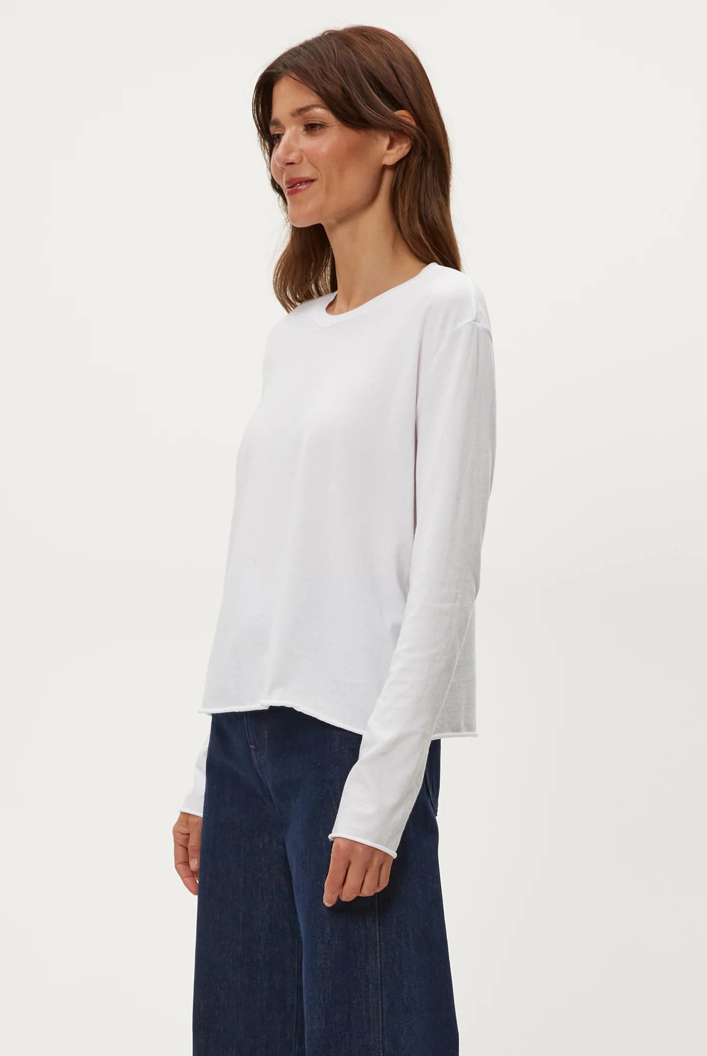 Aiko Crewneck Long Sleeve Tee - White by Michael Stars — alternate view