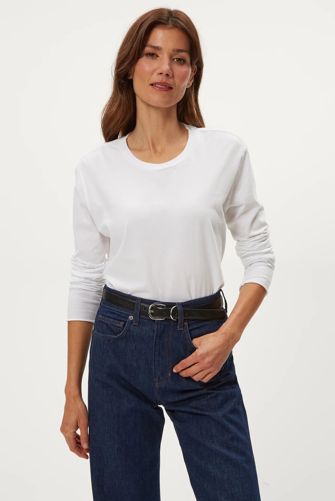 Aiko Crewneck Long Sleeve Tee - White by Michael Stars — view 4